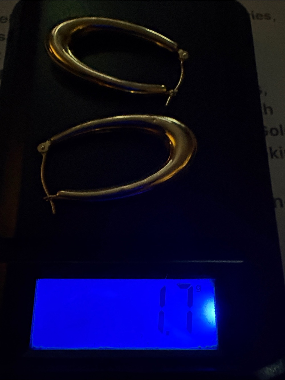 14K yellow Gold Oval Hoop earrings with latch backs. - Picture 9 of 11